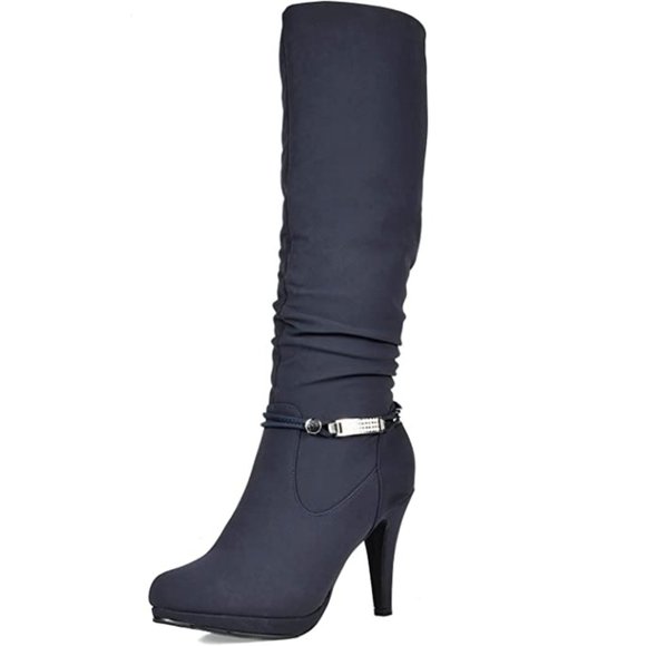 DREAM PAIRS Shoes - Blue Knee High Platform Heel Boots Size 9